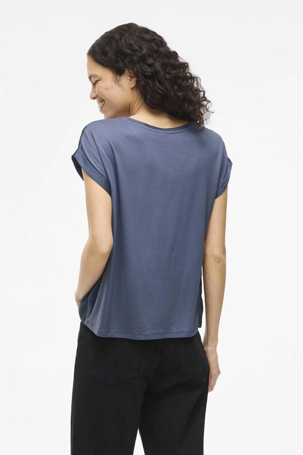 Vila Blouseshirt van satijn met ronde hals model 'ELLETTE' - Foto 2