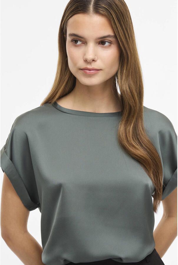 Vila T-shirt van satijn met ronde hals model 'ELLETTE' - Foto 2