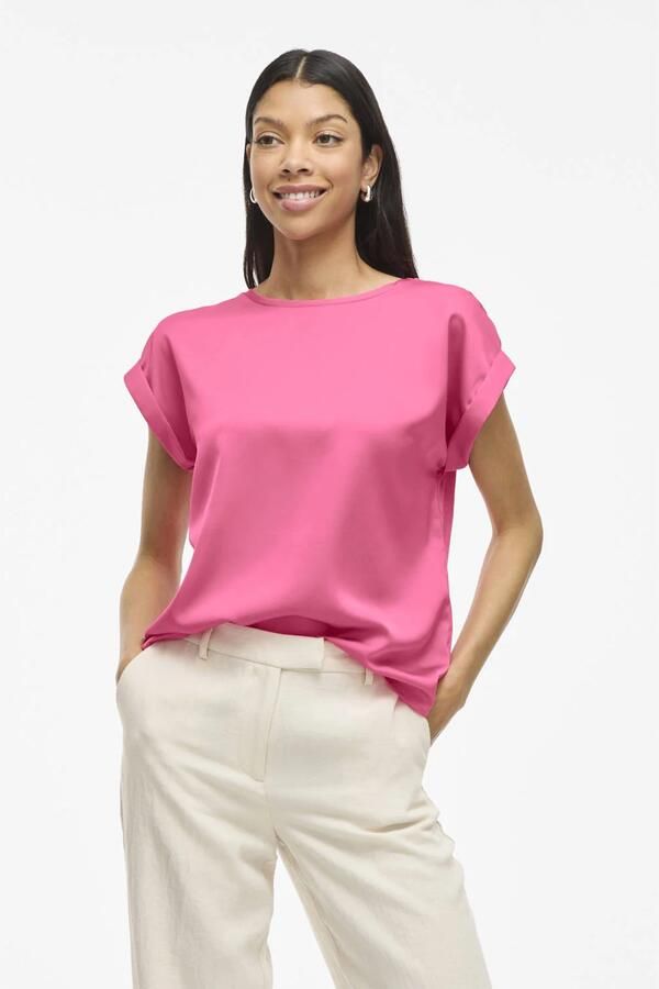 Vila Shirt met korte mouwen VIELLETTE S S SATIN TOP NOOS