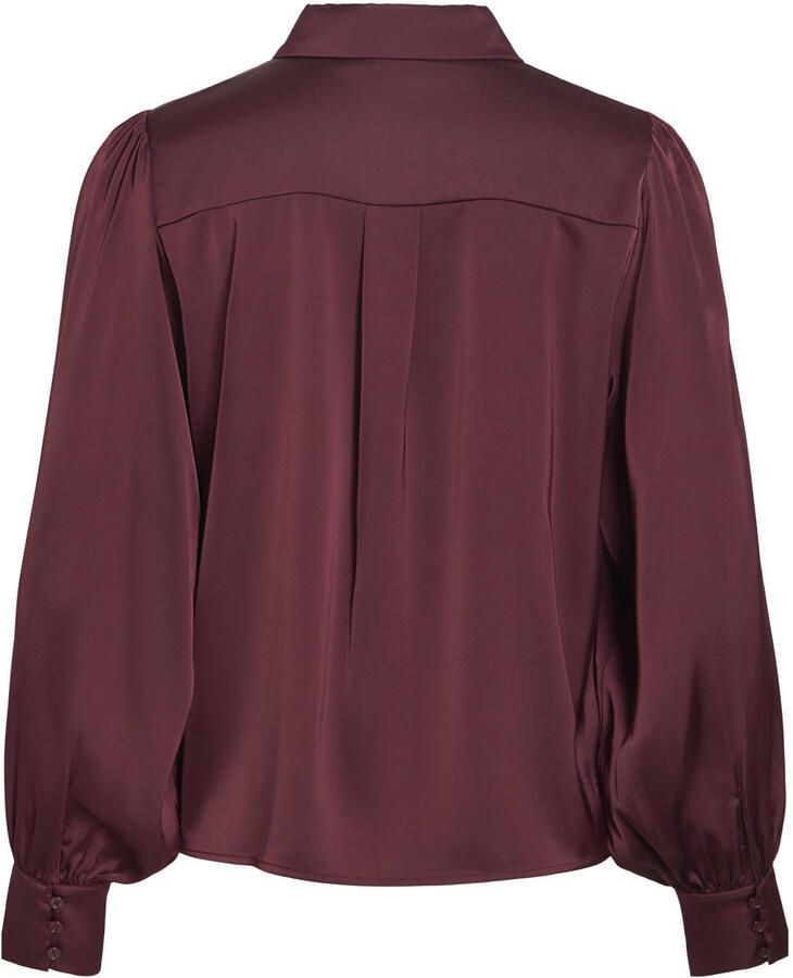 VILA satijnen rechtvallende blouse donkerrood - Foto 2