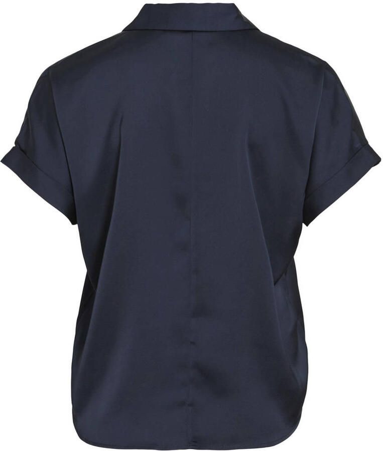 VILA satijnen top marineblauw - Foto 2