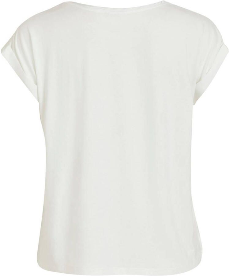 Vila Korte Mouwen Satijnen T-shirt voor Vrouwen White Dames