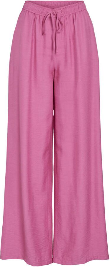 VILA satijnen wide leg regular waist casual broek roze
