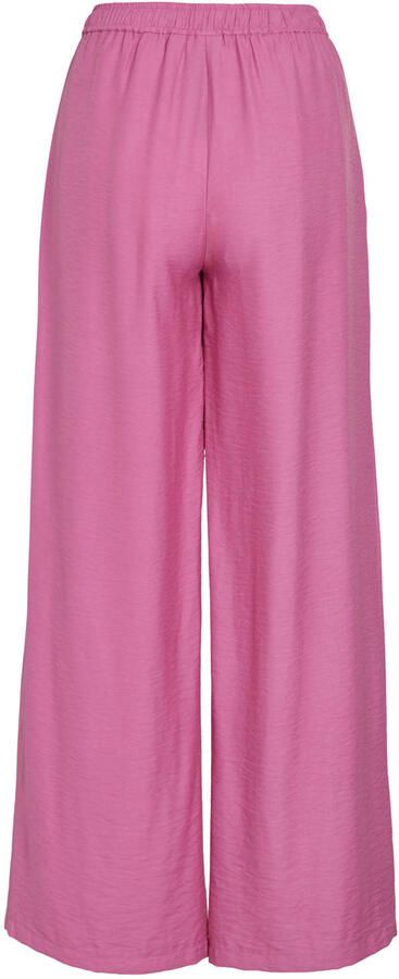 VILA satijnen wide leg regular waist casual broek roze - Foto 2