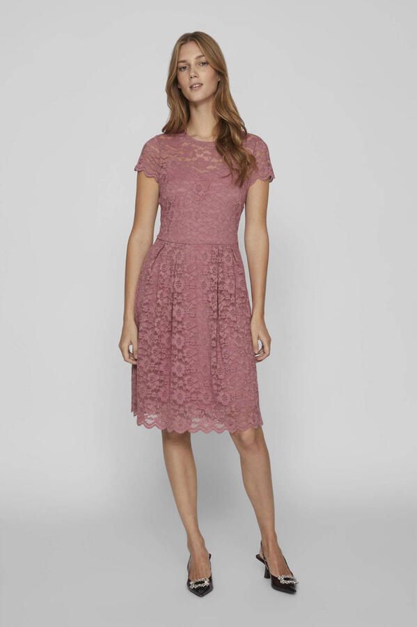 Vila Knielange kanten jurk met ronde hals model 'KALILA' - Foto 2