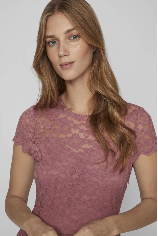 Vila Knielange kanten jurk met ronde hals model 'KALILA'