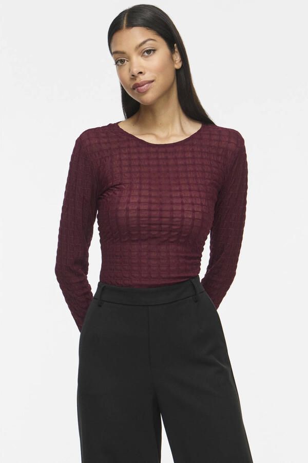 VILA semi-transparante top donkerrood
