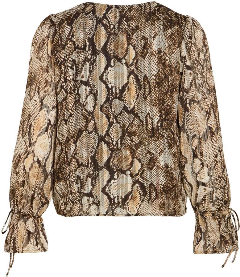 VILA semi-transparante top met dierenprint lichtbruin