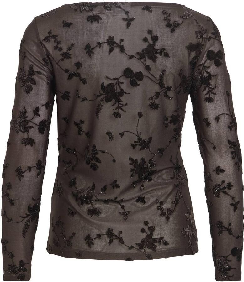 VILA semi-transparante top met glitters donkerbruin - Foto 2