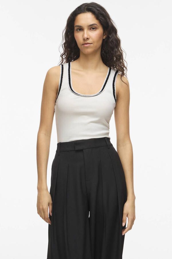 VILA singlet gebreid ecru