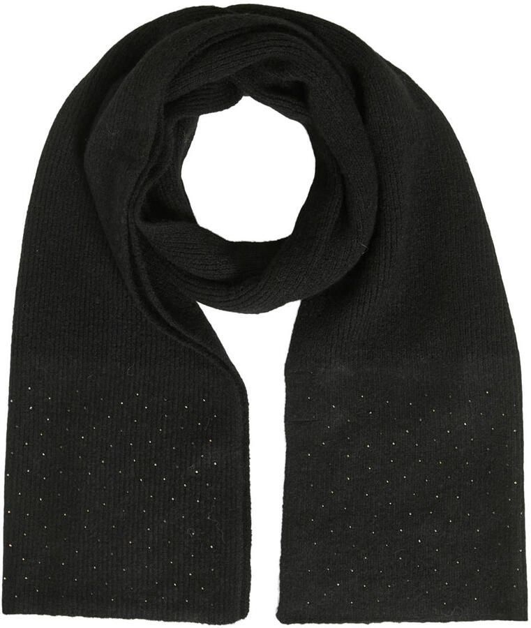 VILA Vibrava Rhinestone Knit gebreide sjaal met wol zwart
