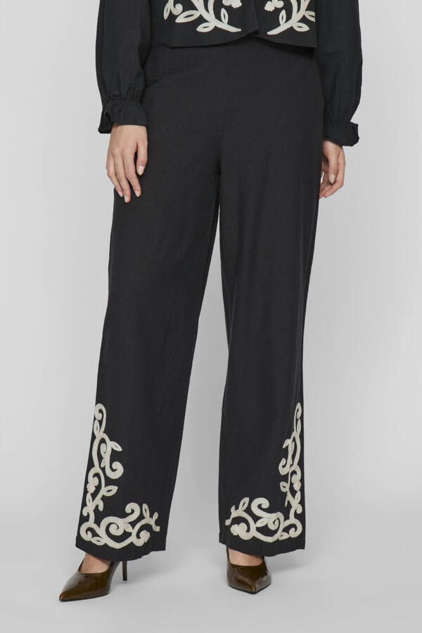 VILA straight high waist palazzo broek zwart - Foto 3