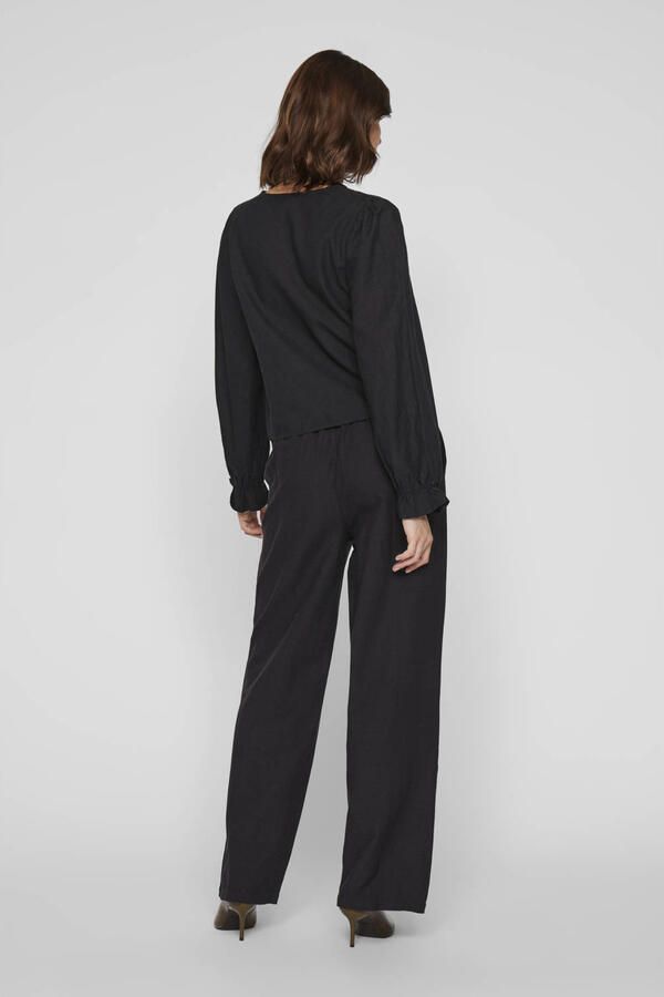 VILA straight high waist palazzo broek zwart