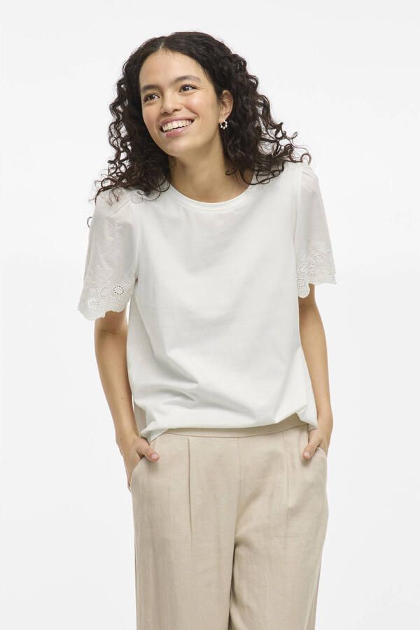 Vila T-shirt met broderie anglaise model 'CELIANA' - Foto 3