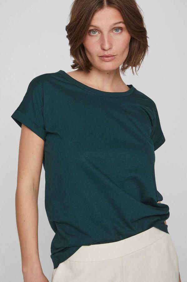 Vila Shirt met ronde hals VIDREAMERS NEW PURE T-SHIRT SU-NOOS Basic dames T-shirt met ronde hals en omgeslagen mouwen - Foto 2