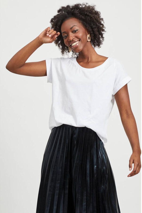 Vila Shirt met ronde hals VIDREAMERS NEW PURE T-SHIRT SU-NOOS Basic dames T-shirt met ronde hals en omgeslagen mouwen - Foto 2