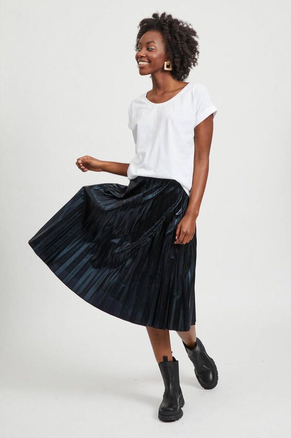 Vila Shirt met ronde hals VIDREAMERS NEW PURE T-SHIRT SU-NOOS Basic dames T-shirt met ronde hals en omgeslagen mouwen