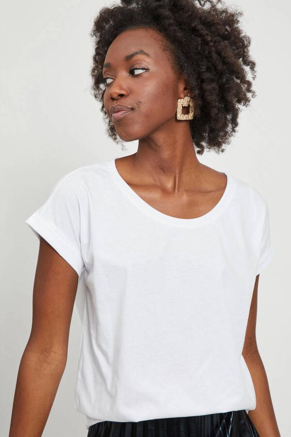 Vila Shirt met ronde hals VIDREAMERS NEW PURE T-SHIRT SU-NOOS Basic dames T-shirt met ronde hals en omgeslagen mouwen - Foto 2