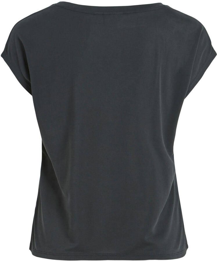 Vila Korte Mouw V-hals Modal T-shirt Vrouwen Black Dames