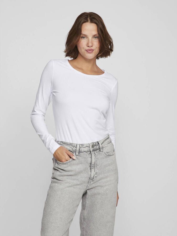 Vila Shirt met lange mouwen VINORA L S O-NECK TOP NOOS