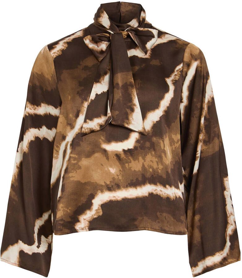 VILA tie-dye blousetop bruin ecru