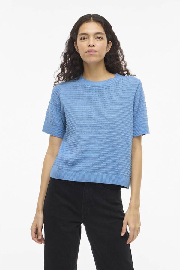 VILA top blauw gebreid