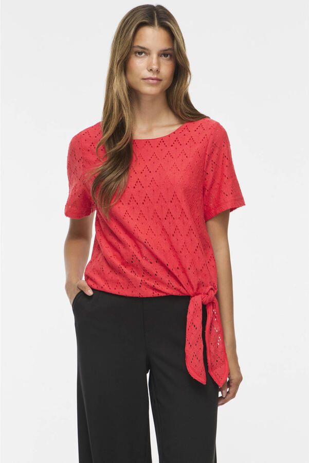 VILA top broderie rood - Foto 2