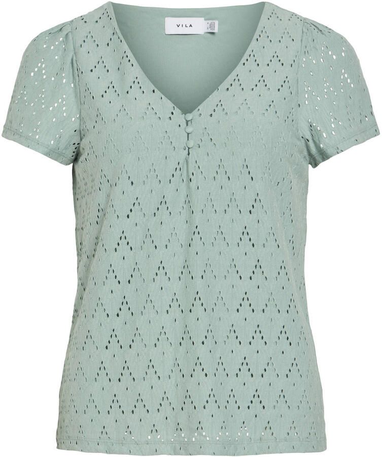 VILA top broderie turquoise