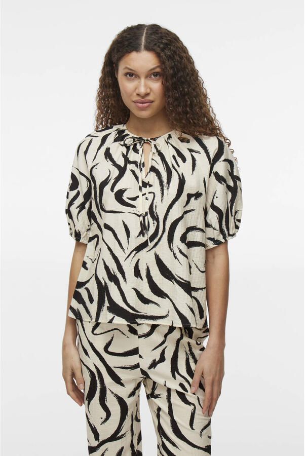 Vila Relaxed fit blouse met druppelvormige hals model 'CLO' - Foto 3