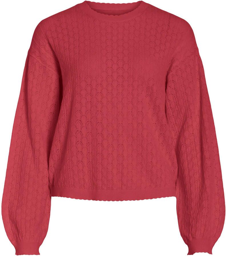 VILA top gebreid koraalrood