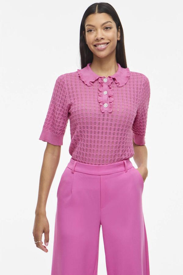 VILA top gebreid roze