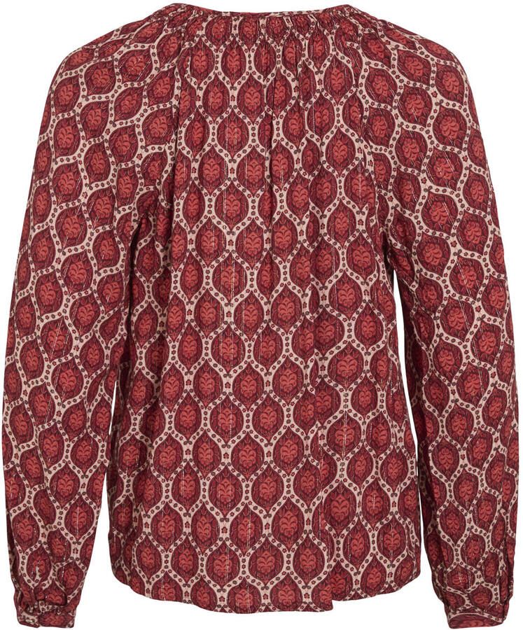 VILA top met print roodbruin