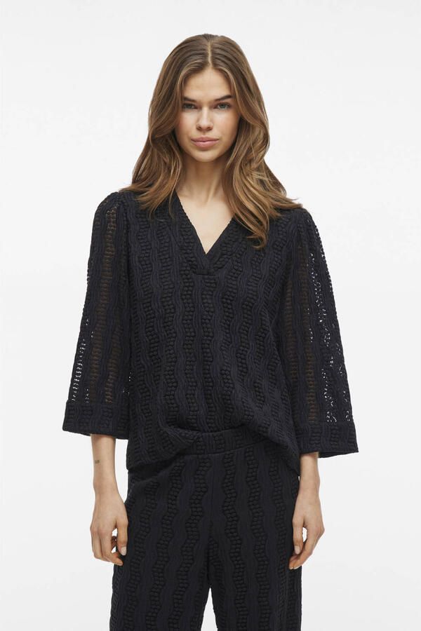 Vila Regular fit blouse met V-hals model 'LUMENA' - Foto 3