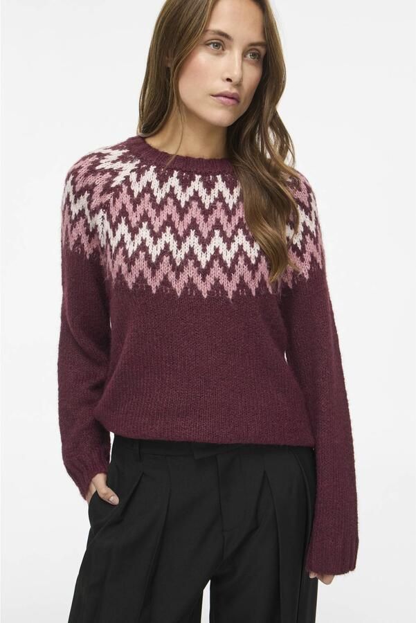 Vila Toni Crew Jacquard Knitted Sweater Dames