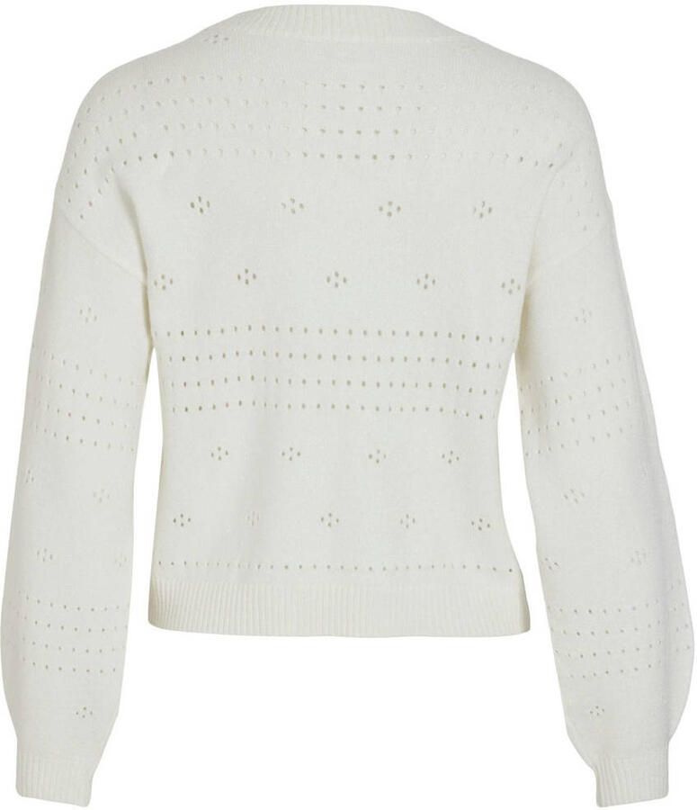 Vila Trui met ronde hals VIRIL L S O-NECK POINTELLE KNIT TOP-NOOS