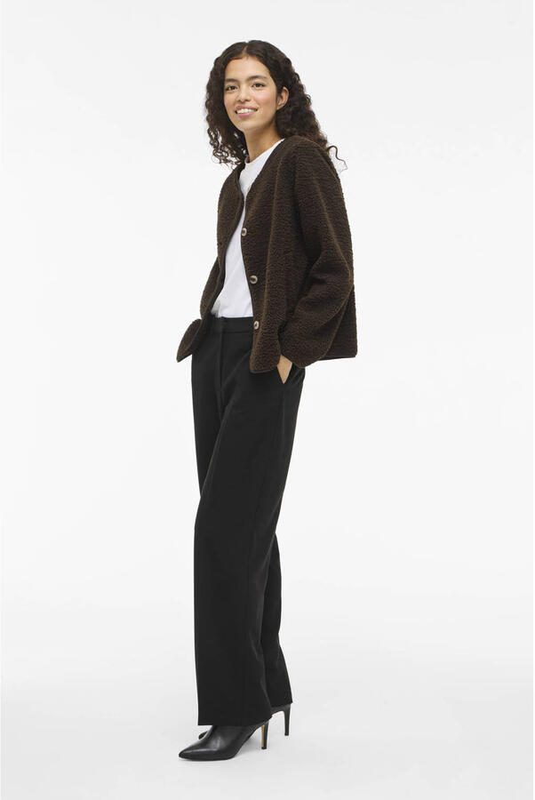 Vila Regular fit teddyjack met knoopsluiting model 'ADA'