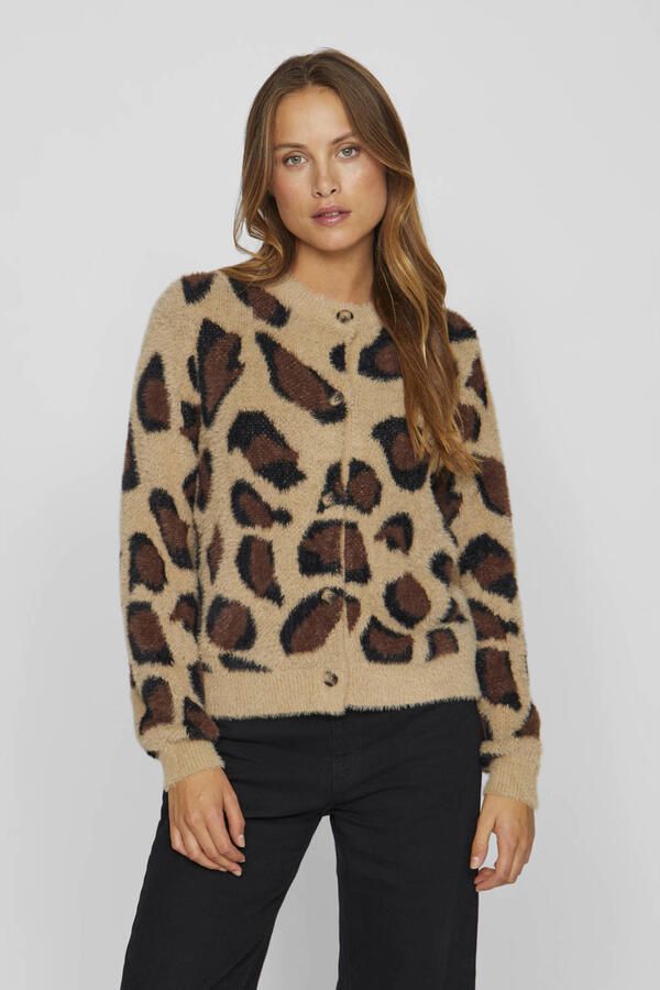 VILA vest VIHELLY met panterprint bruin donkerbruin zwart - Foto 2