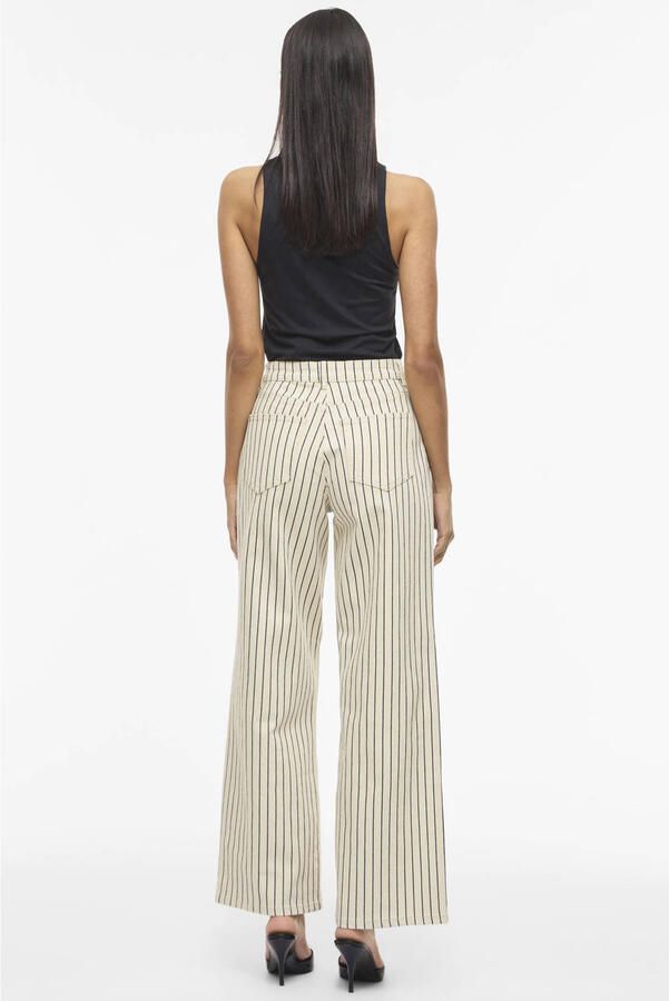 VILA Vichia high waist loose fit jeans met krijtstreep ecru - Foto 2