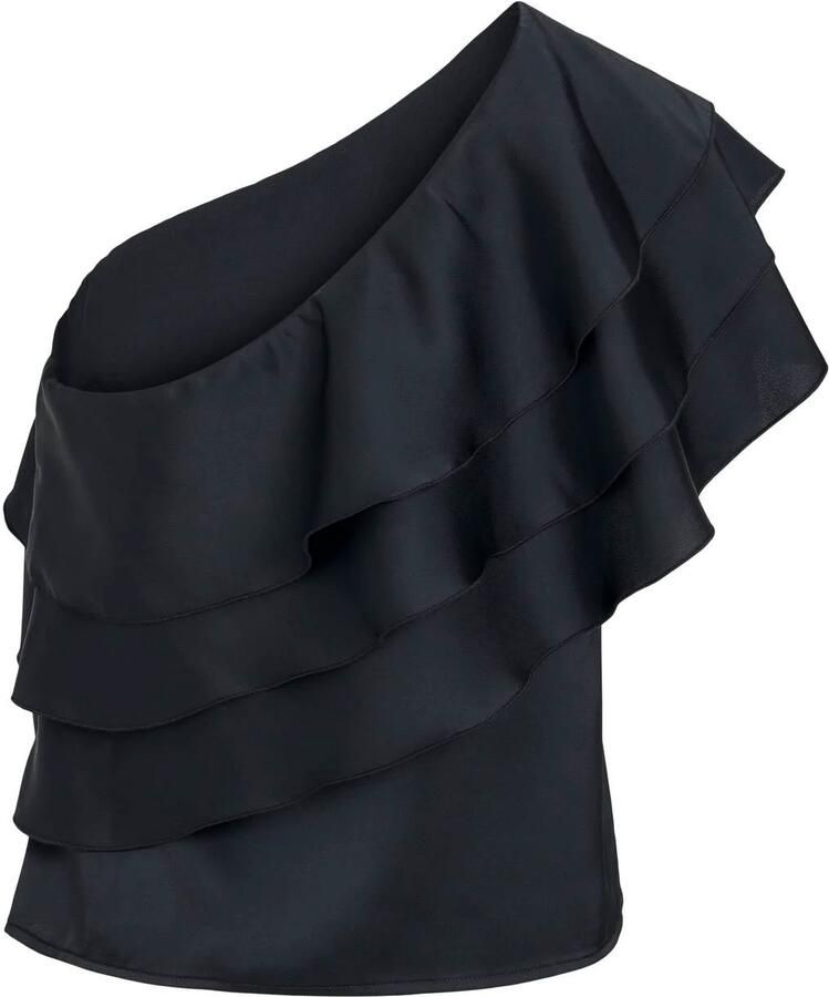 VILA Vifreja one shoulder satijnen top zwart - Foto 2