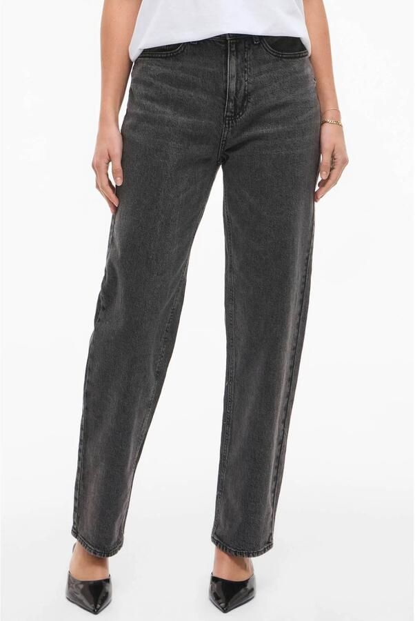 VILA VIKELLY high waist straight leg jeans grijs