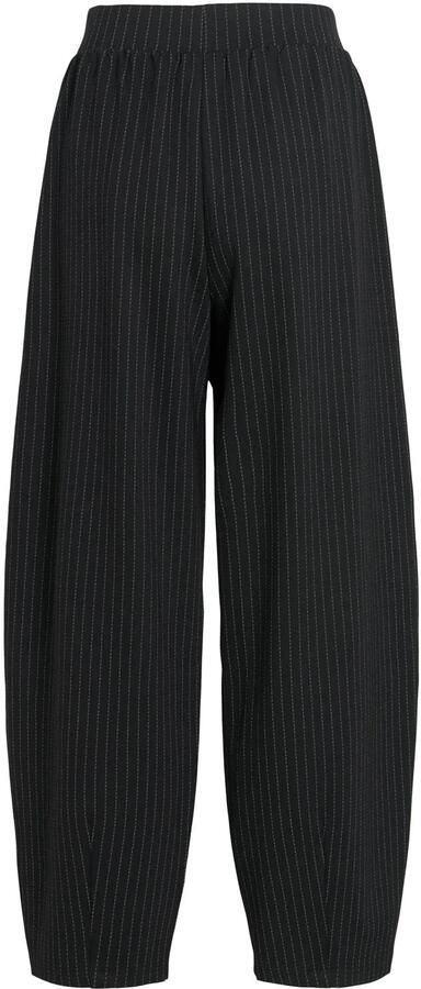 VILA viscose barrel cropped broek met krijtstreep zwart