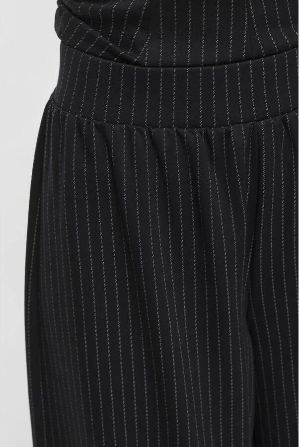 VILA viscose barrel cropped broek met krijtstreep zwart - Foto 2
