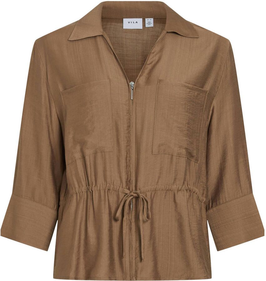 Vila Blouse Top Jobba V-Neck Nuthatch