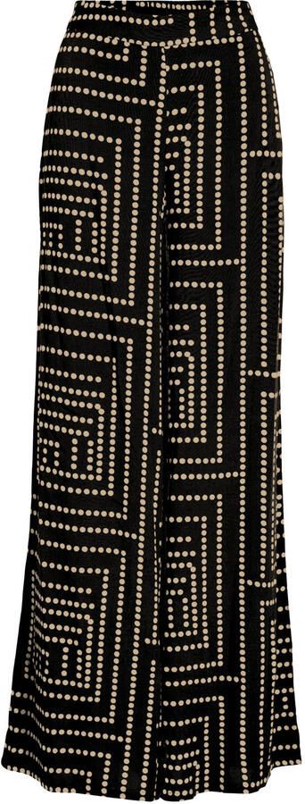 VILA viscose wide leg palazzobroek met stippen zwart