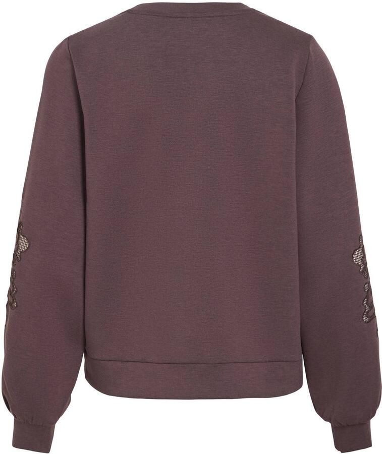 VILA Visiffa Lace O-Neck L S Top met pailletten donkerpaars - Foto 2