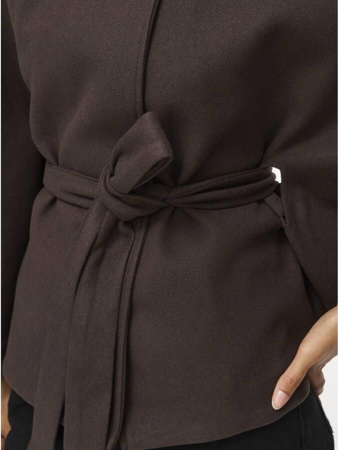 VILA Visolo highneck cape jacket wintermantel met ceintuur donkerbruin - Foto 2