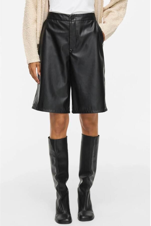 VILA wide leg bermuda short zwart