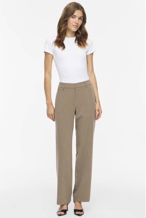 VILA wide leg casual broek beige - Foto 3