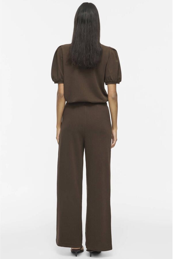 VILA wide leg casual broek donkerbruin - Foto 2
