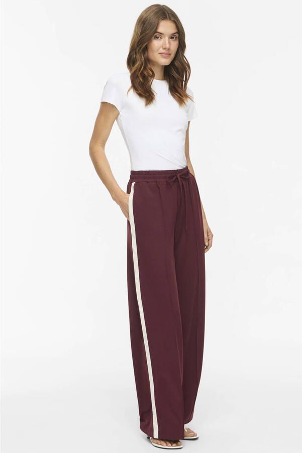 VILA wide leg casual broek donkerrood - Foto 2